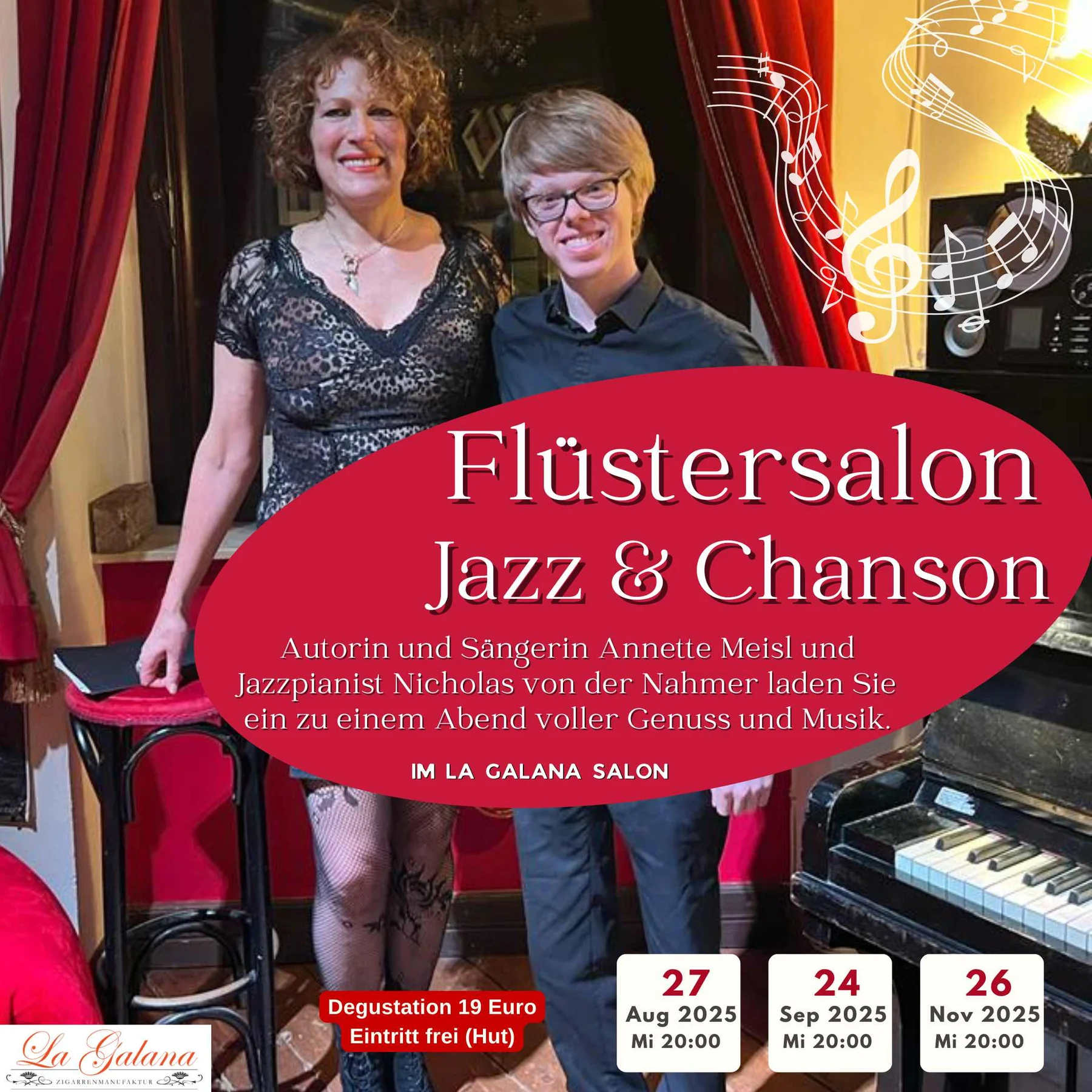 Flüstersalon - Jazz - Livemusik mit Annette Meisl und Nicholas von der Nahmer